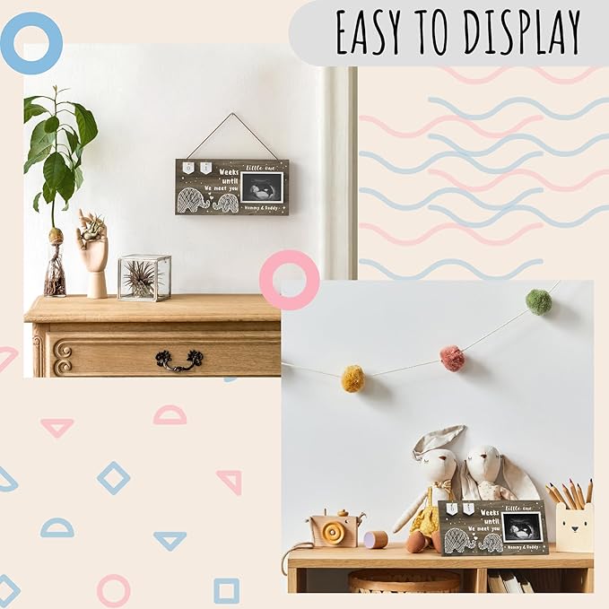 Baby Sonogram Picture Frame Countdown Weeks - Standard 4"x3" Ultrasound Photo - Pregnancy Announcements Ideas - Gender Reveal Baby-Shower Gift - New Mom Expecting Parents to Be Keepsake Gifts