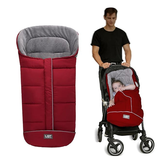LAT Baby Warm Bunting Bag Universal,Stroller Sleeping Bag Cold Weather,Waterproof Toddler Footmuff(Basic,Red)