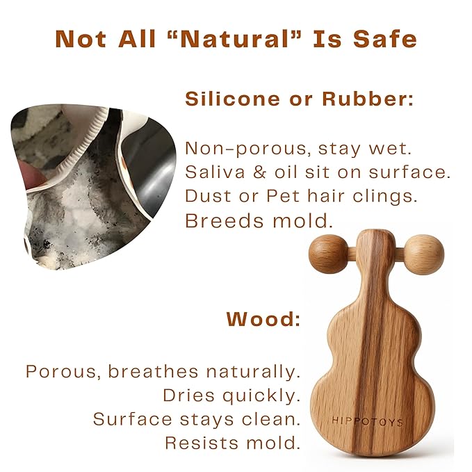 Wooden Baby Teether – USA’s First Real Natural Wood Baby Teething Toys 3–6 Months & 6–12 Months – Safe Wooden Rattle – Non-Toxic, Eco-Friendly, Christmas Gift for Babies