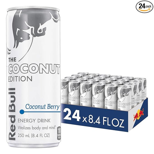 Red Bull Coconut Edition Energy Drink, Coconut Berry, with 80mg Caffeine plus Taurine & B Vitamins, 8.4 Fl Oz, Pack of 24 Cans