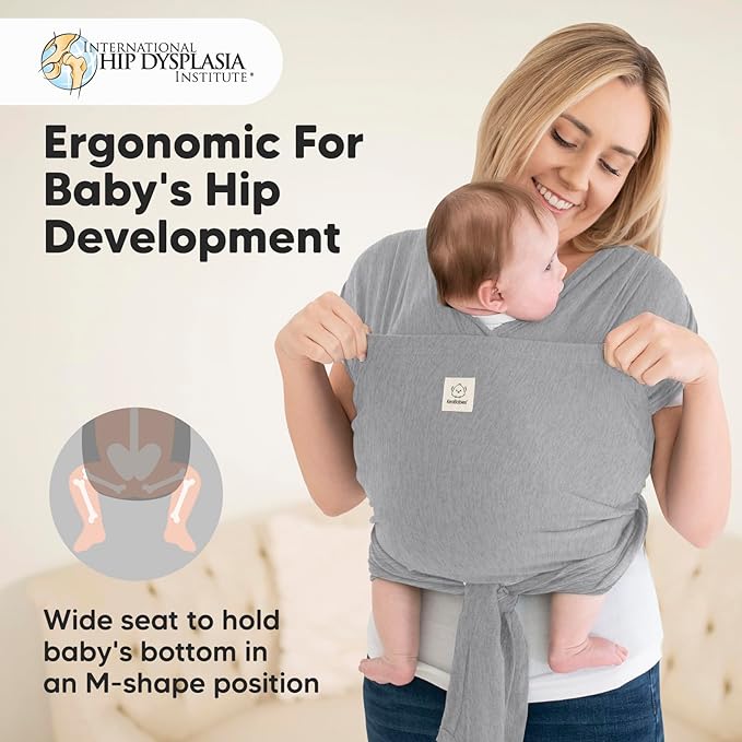 KeaBabies Baby Wrap Carrier Ring Sling - Easy to Wear, Adjustable D-Lite Baby Carrier Newborn to Toddler, Infant Carrying Shirt, Hands Free Bonding, Breathable Fabric Wearing Wrap (Classic Gray)