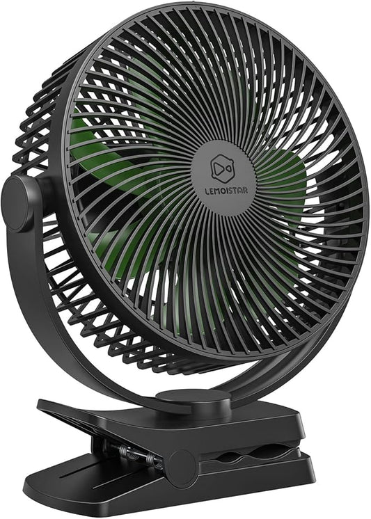 10000 mAh Battery Operated Clip on Fan with 4 Speeds,8 Inch, Max 38 Hrs, Rechargeable Stroller Golf Cart Fans,Quiet, Include Hook for Camping,Strong Wind, Personal Desk Fan, USB Powered,Black