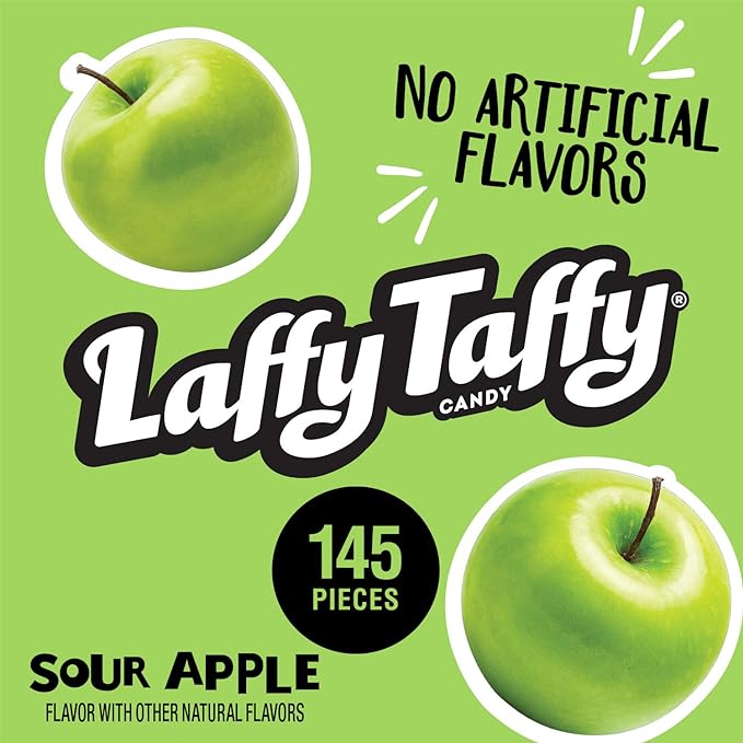 Laffy Taffy Candy, Sour Apple Flavor, 145 Pieces