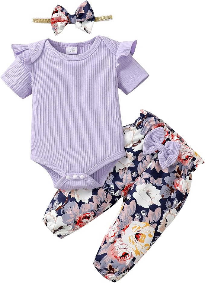 Infant Baby Girl Clothes Newborn Girl Outfit Long Sleeve Romper Pants Set Cute Baby Clothes for Girls Fall/Winter