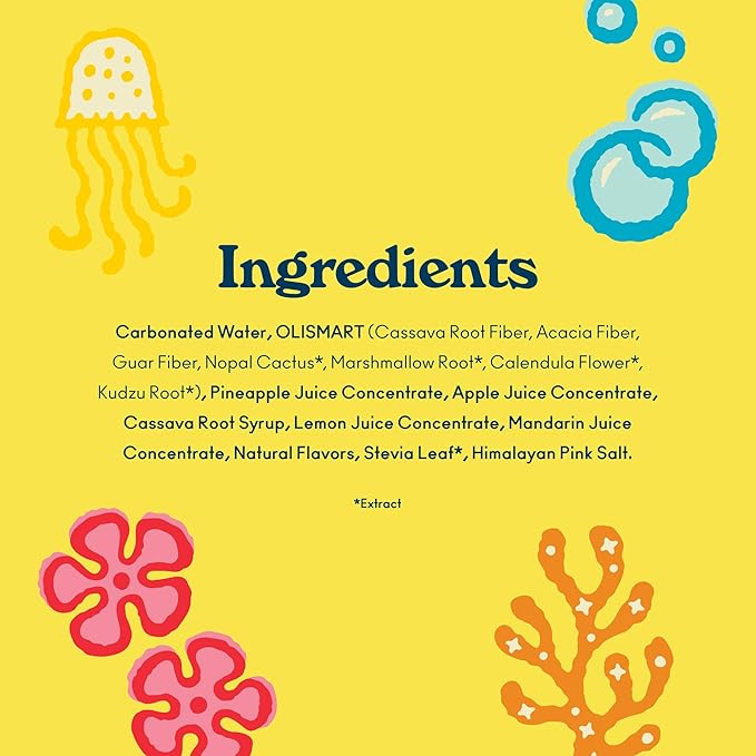 OLIPOP Prebiotic Soda Pop, SpongeBob Pineapple Paradise, Pantry Pack Packed with Prebiotics, Fiber, and Botanicals, Gluten Free, Vegan, GMO Free, 12oz Sleek (12-Cans)