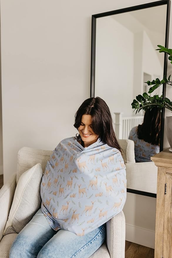 Baby Car Seat Cover Canopy and Nursing Cover Multi-Use Stretchy 5 in 1 Gift Doe by Copper Pearl