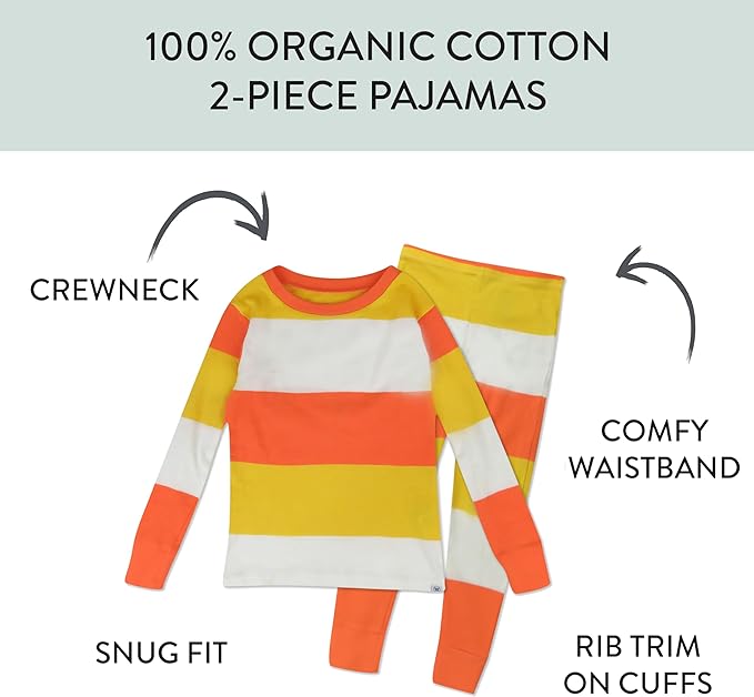 HonestBaby unisex-baby Celebration 2-piece Pajamas Sleepwear Pjs 100% Organic Cotton for Baby, Toddler, Kids