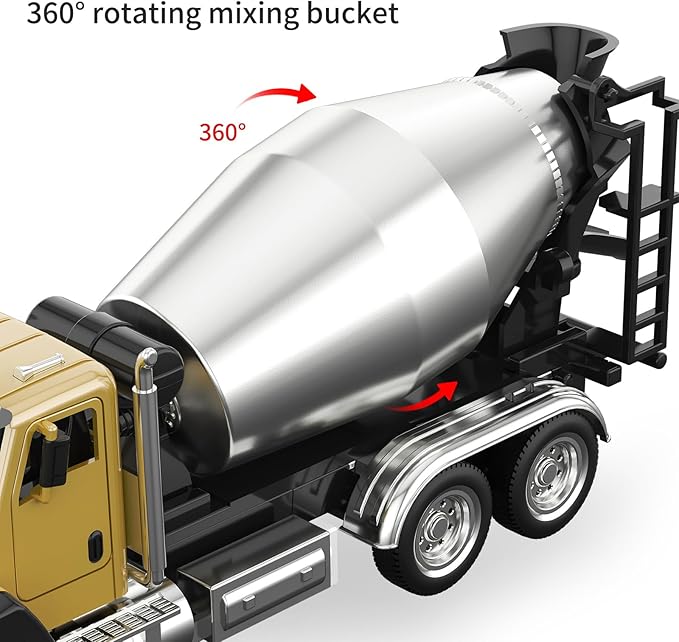 TEMI 3 Pack of Diecast Engineering Construction Vehicles, Dump Truck, Digger, Mixer Truck, 1/50 Scale Metal Collectible Model Cars, Pull Back Car Toys with Opening Doors for Boys and Girls