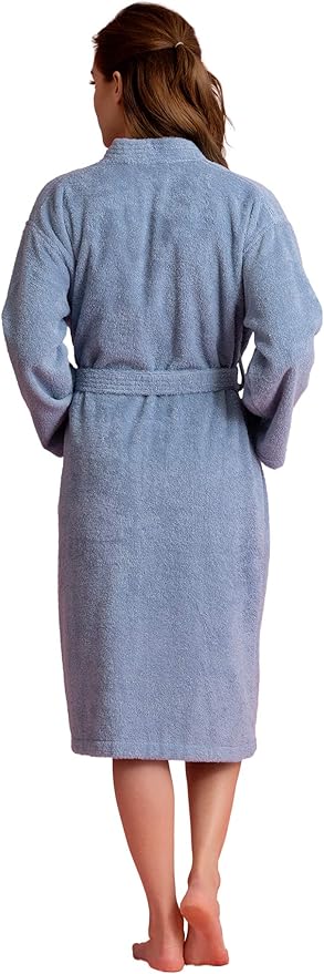 Soft Touch Linen Women's Robe Terry Cloth Kimono Bathrobe Thick 100% Cotton