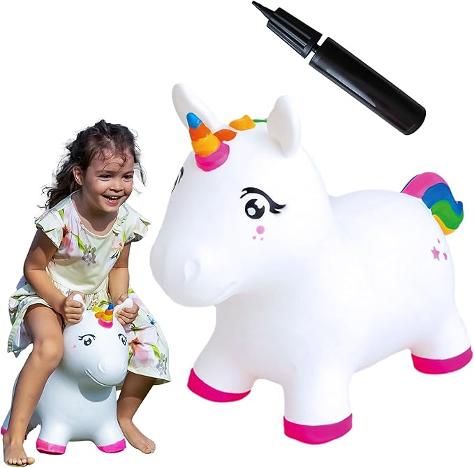 GERARDO'S Ride-On Unicorn | Kids Bouncy Animal Hopper | Toys for Toddler Girls & Boys | Inflatable Unicorn Includes Birth Certificate & Hand Pump
