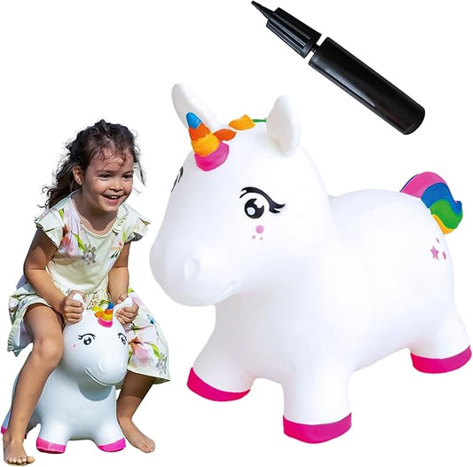 GERARDO'S Ride-On Unicorn | Kids Bouncy Animal Hopper | Toys for Toddler Girls & Boys | Inflatable Unicorn Includes Birth Certificate & Hand Pump