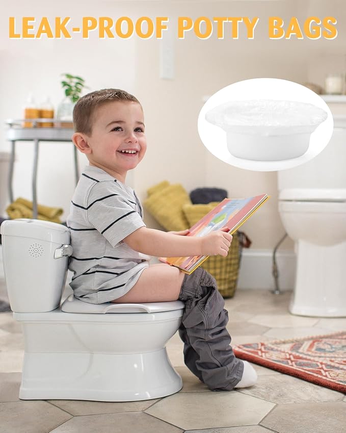50 Pcs Potty Liners for Summer Infant My Size Potty Pro - Disposable Potty Bags with Elastic Fit, Leakproof & Easy Clean, Fits Most Potty Chairs, Travel Potties, Portable Toilets, 18×8 Inches