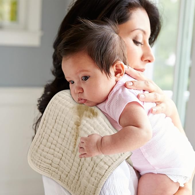 Looxii Muslin Burp Cloths 100% Cotton Muslin Cloths 12 Pack Large 20''x10'' Extra Soft and Absorbent Baby Burping Cloth for Boys and Girls (Apricot+DarkGreen)