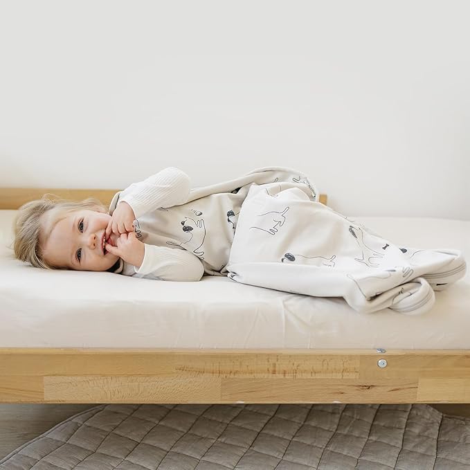Woolino Merino Wool & Organic Cotton Baby Sleep Sack 2-24 Months – Ultimate 4-Season Baby Sleeping Bag, Universal Size Wearable Blanket, 2-Way Zipper & Adjustable Fit, Year-Round Use – Puppy