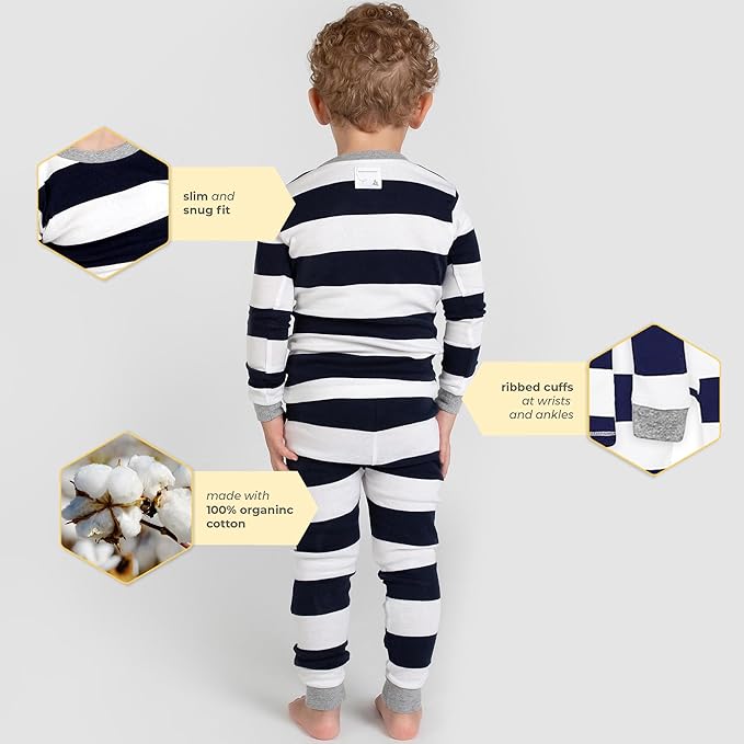 Burt's Bees Baby Boys' 2-Piece Long Sleeve Tee and Pants Organic Cotton Pajama Set