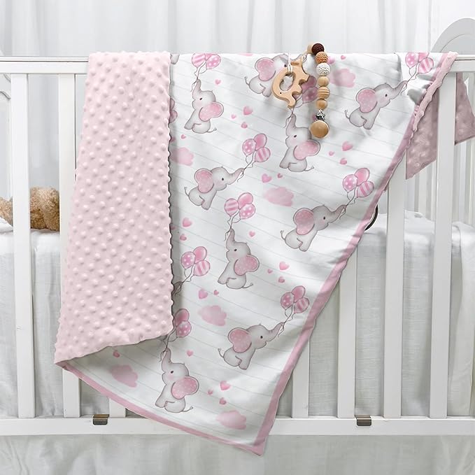 SANDJEST Elephant Kid Blanket for Girl - 30 x 40 Minky Throw Blankets for Girls - Gift for Kids on Birthday
