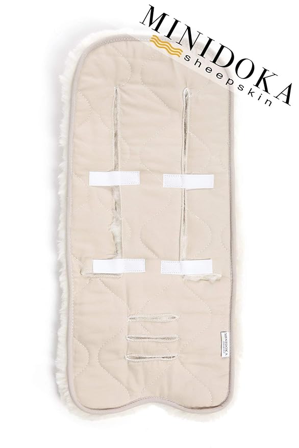 Desert Breeze Distributing Sheepskin Stroller Liner Insert - Stroller Mat for Seat Support - Baby Sheepskin Rug for Pushchair - Silky Soft Baby Cooling Mat for Travel in Summer or Winter Season