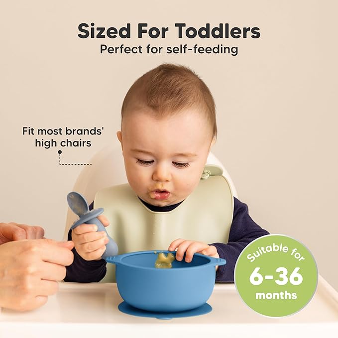 KeaBabies 2-Pack Baby Bowls with Suctions, Lids - Silicone Toddler Suction Bowls for Baby Boy, Girl, Kids, Food Grade Silicone, BPA-Free, Dishwasher Safe, Toddler Eating Essentials (Kea)