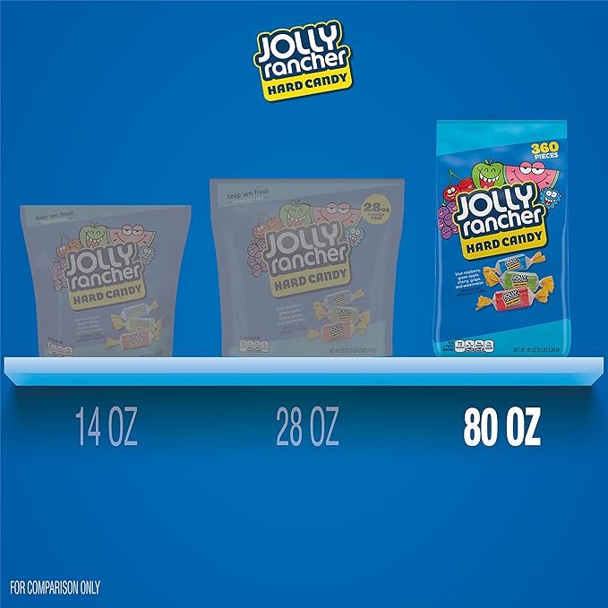 JOLLY RANCHER Assorted Fruit Flavored, Hard Candy Bulk Bag, 5 lb (360 Pieces) (Pack of 2)
