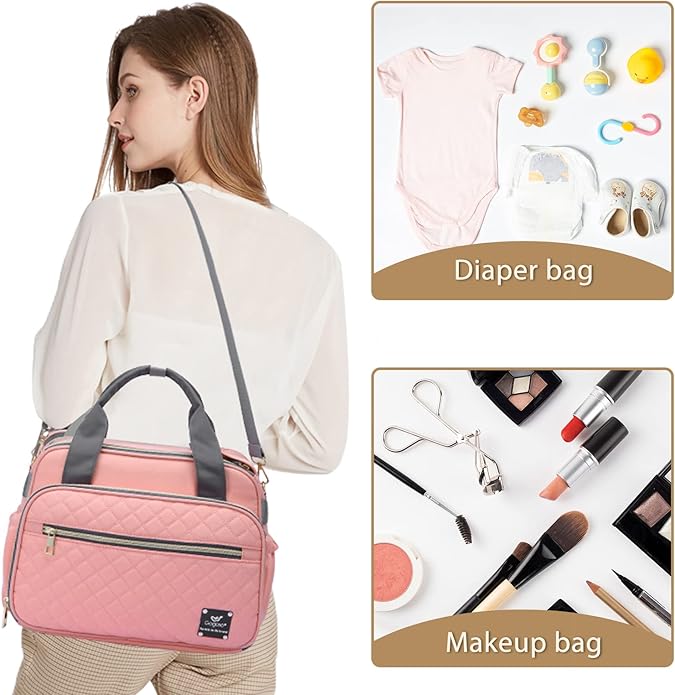 Crossbody Small Diaper Bag, Cute Mini Baby Diaper Tote Bags with Insulated Pockets for Traveling Outdoor Parent