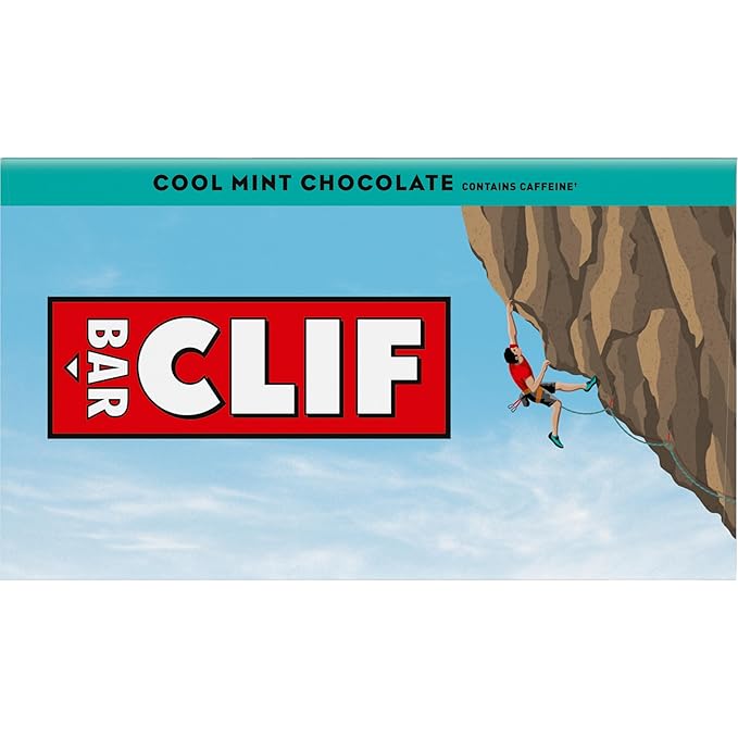 CLIF BAR - Cool Mint Chocolate with Caffeine - Made with Organic Oats - Energy Bars - Non-GMO - Plant Based Protein Bars (10 Pack)