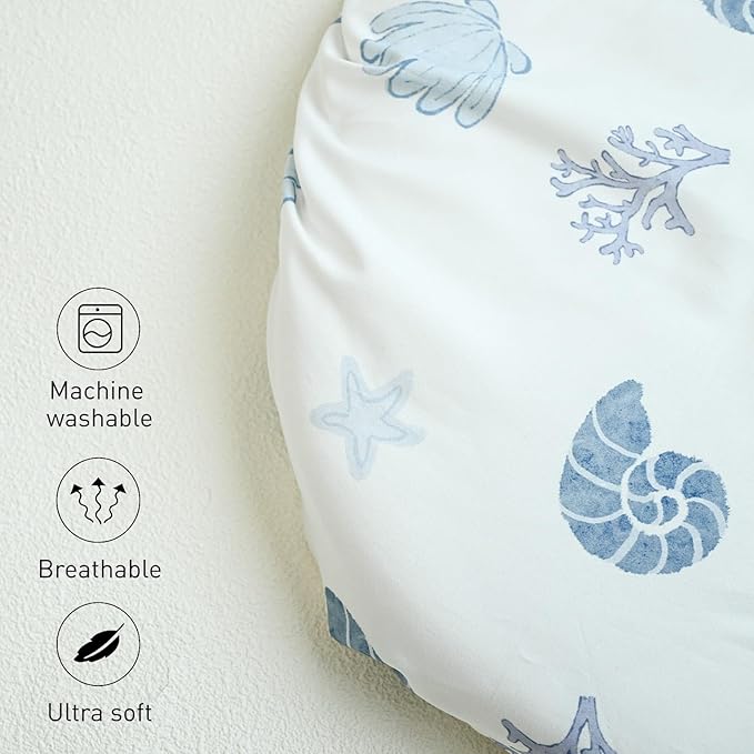 Gllquen Baby Bassinet Sheets 4 Pack, Breathable Cozy Fitted Mattress Sheet, Elastic Travel Crib Fashionable Pattern, Standard Cradle Safe Sheets for Baby Boys Girls 32"x16"(Ocean Wander)