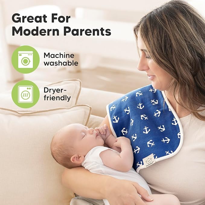 Organic Burp Cloths Baby Boy & Girl - 5-Pack Super Absorbent Cotton Burping Cloths for Babies, Soft & Plush Newborn Spit Up Rags, Infant Towels for Milk Spit Up, Unisex, Large 21" x 10" (Adventurer)