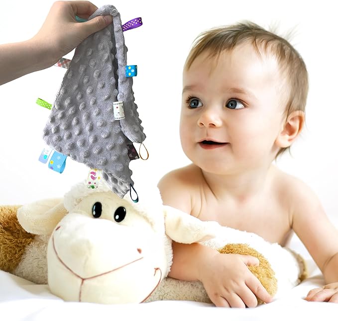 CREVENT Gift Set for Newborns -Diaper Caddy Organizer Basket with 2 Blankets, 1 Taggie, 1 Lovey, 3 Socks，1 Gift Bag with Ribbon - Welcome Essential Baby Shower (Neutral