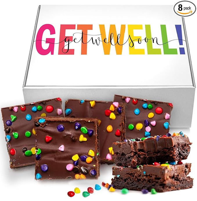 Get Well Soon Gift Basket Chocolate Brownies Cookies Food Gift Treats For Men Women Kids Individually Wrapped Care Package After Surgery | Nut Free | Fresh Bakery Feel Better Cake