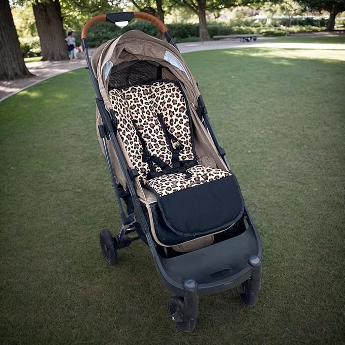 Baby Stroller Cushion Soft Printed Stroller Seat Liner-Reversible Universal Breathable for Baby Carrier Pram Infant Car Seat Insert-78x40cm,1 Pack (Leopard Print)