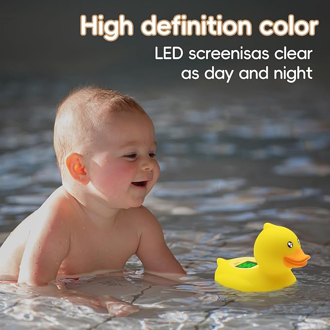 b&h Rechargeable Baby Bath Thermometer, Digital Floating Shower Thermometer for Infant Bathtub and Room, Upgraded Turn Off Function, Fast Temperature Reading, Safety Newborn Bath Time Toy (Baby Duck)