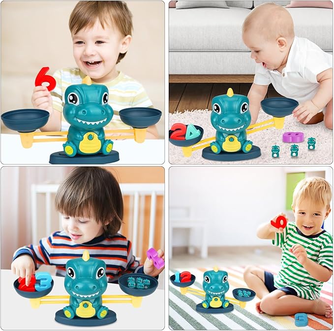 Dinosaur Math Balance Toys, Montessori Toys for 3 Years Old Kids, Toddler Educational Toys for 4 5 6 7 Year Old Boys and Girls - Birthday Gifts for Kids Ages 3-5 5-7