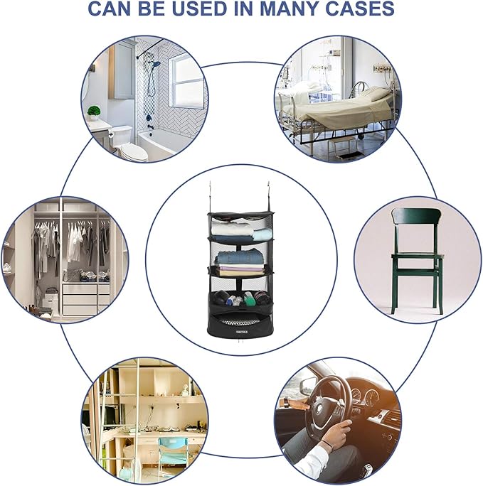 TABITORA Portable Hanging Travel Shelves Bag Packing Cube Organizer Suitcase Storage Large Capacity