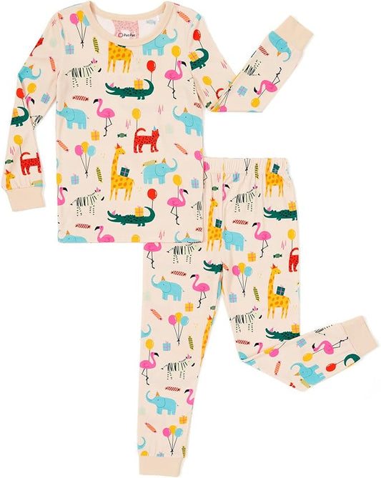 PATPAT Bamboo Viscose Pajama Sets for Toddler Boys & Girls Baby Kids, Ultra-soft Snug fit Pjs Sleepers for Birthday Holiday