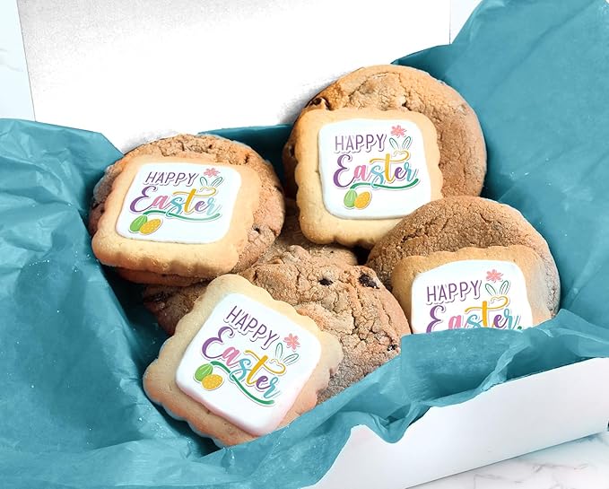 Happy Easter Cookie Gift Basket Chocolate Chip Cookies Fudge Filled For Men Women Kids | INDIVIDUALLY WRAPPED | Large Cookies Fresh Bakery Treats