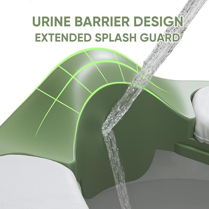 3-in-1 Potty Training Seat & Training Toilet & Potty Chair, Height Adjustable Toddler Toilet Seat for Kids Boys Girls, Foldable Potty Training Toilet with Splash Guard and Anti-Slip Steps (Green)