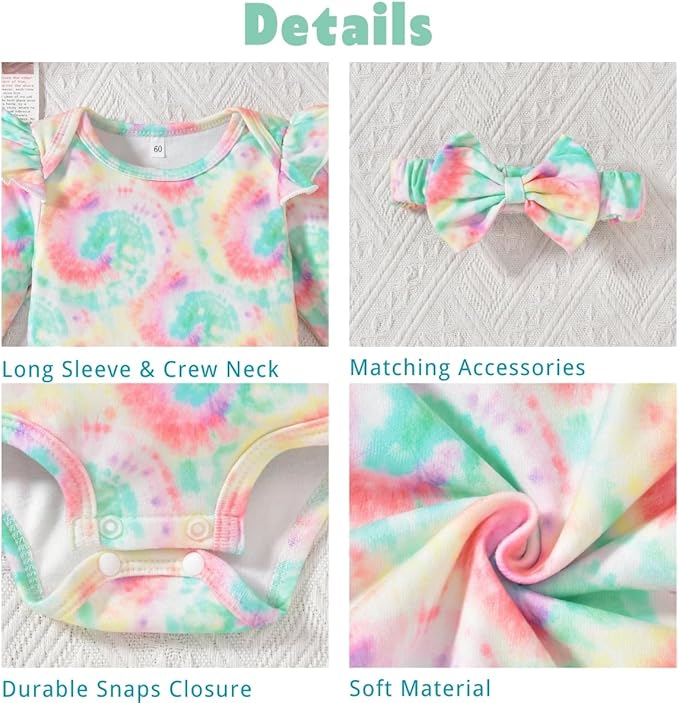 Aalizzwell Preemie Newborn Infant Baby Girls Clothes Ribbed Romper Bodysuit Pants Set Fall Winter Outfits