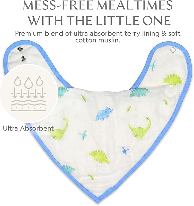 Bamboo Little Baby Bibs (Pack of 2) - Bibs with Adjustable Snaps- Absorbent Terry Backing