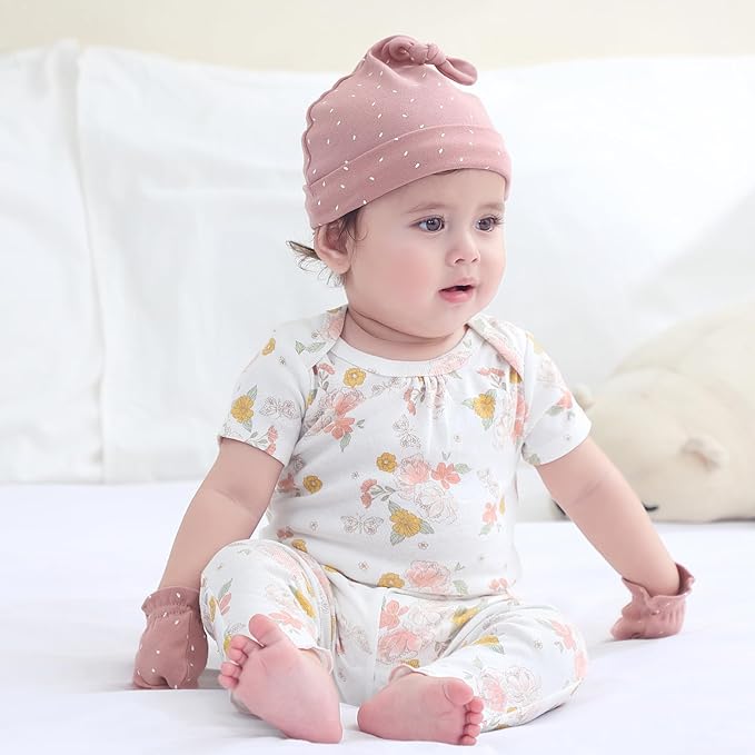 Baby Hats Mittens and Socks Set Cotton Newborn Hat Beanie Soft Infant Girls Boys Caps Gloves 0-6 month