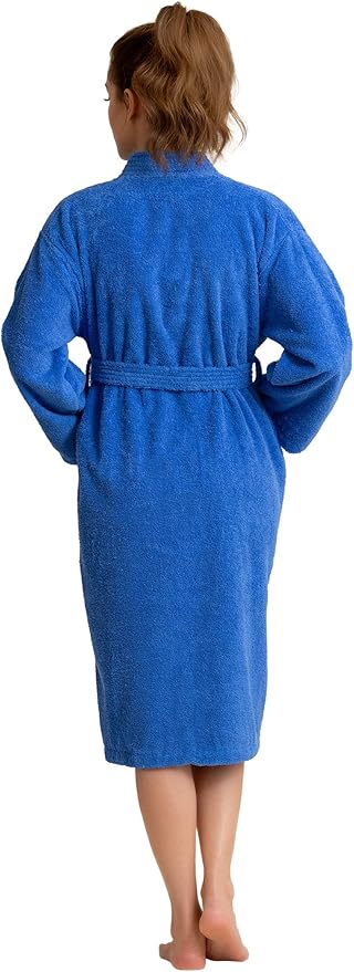 Soft Touch Linen Women's Robe Terry Cloth Kimono Bathrobe Thick 100% Cotton