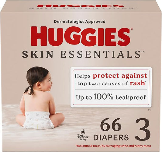 Huggies Size 3 Diapers, Skin Essentials Baby Diapers, Size 3 (16-28 lbs), 66 Count