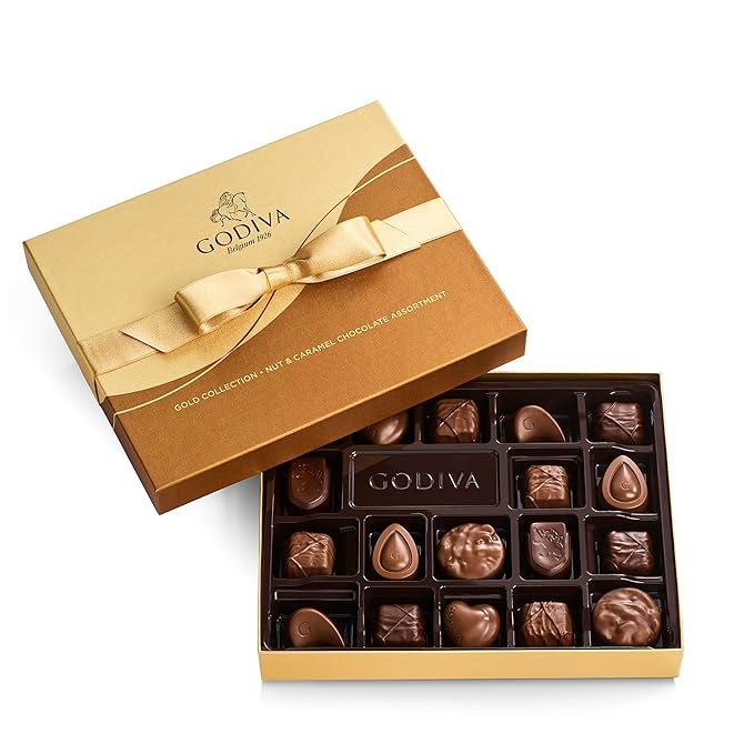 Godiva Chocolatier Gourmet Chocolate Gift Box – 18-Piece Assorted Chocolates for Birthday, Anniversary, Congratulations,– Assorted Chocolate Candy Assortment with Praline, Caramel, Ganache