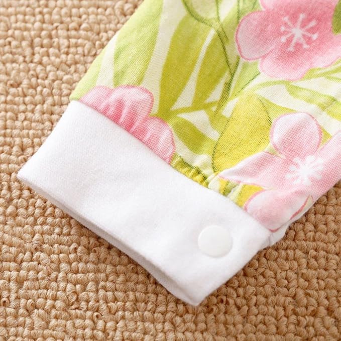 Cute Giraffe + Zebra With Floral Print Long Sleeve Baby Girl Clothes White Jumpsuit For Baby One-Piece Romper