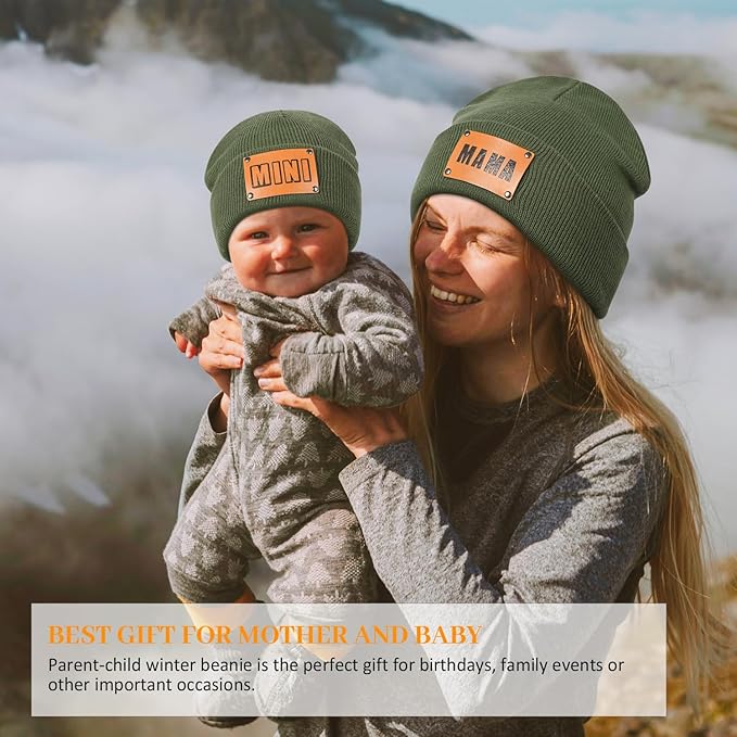 Parent-Child Beanie Hat,Mother & Baby Daughter/Son Winter Warm Knit Hat,Kids Soft Beanie Cap