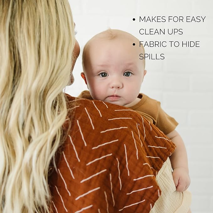 Mebie Baby Burp Cloths, Floral Print 3-Pack, Muslin Burp Cloth Set for Spit Up, Drool, and More, Boho Burp Cloths for Baby Boy and Girl, Baby Must Haves for Registry Lists and Gifts for Newborns