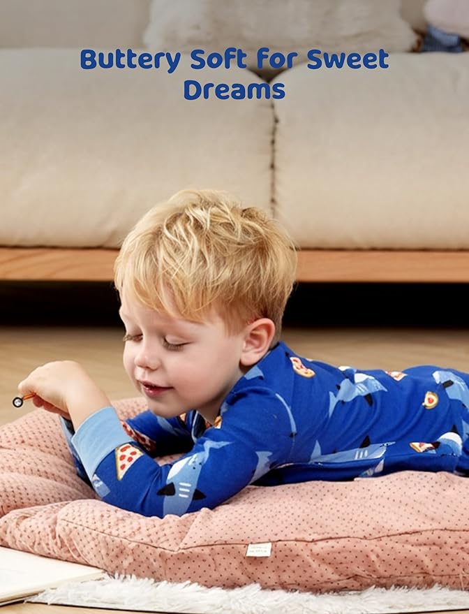 PATPAT Bamboo Viscose Pajama Sets for Toddler Boys & Girls Baby Kids, Ultra-soft Snug fit Pjs Sleepers for Birthday Holiday
