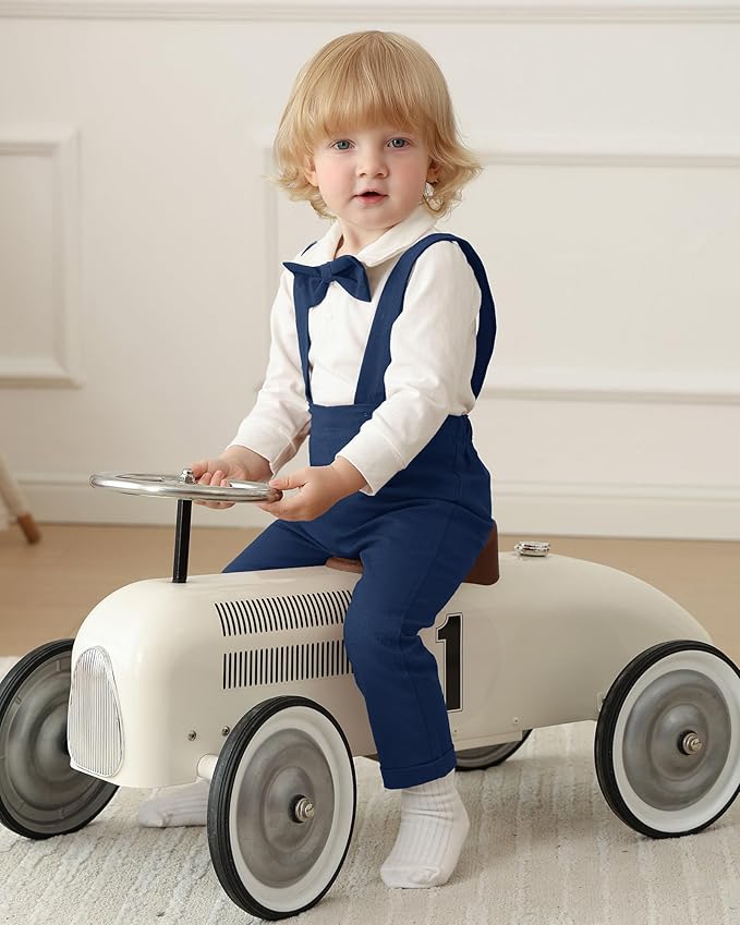 Newborn Baby Boy Clothes Gentleman Wedding Suit Infant Outfits Formal Dress Shirt+Bowtie+Suspender Pants