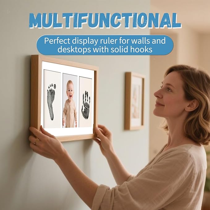 Inkless Baby Hand and Footprint Kit - No Mess Ink Pad for Handprint Girl - Clean Touch Dog Paw Print Kit, Personalized Baby Shower Gifts, Nursery Newborn Keepsake Frame(Alpine White)