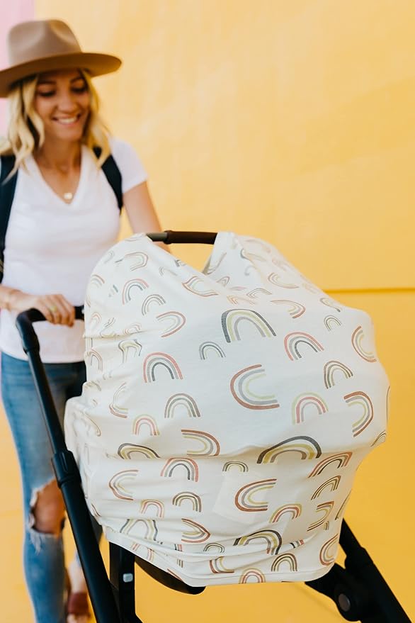 Baby Car Seat Cover Canopy and Nursing Cover Multi-Use Stretchy 5 in 1 Gift Kona by Copper Pearl