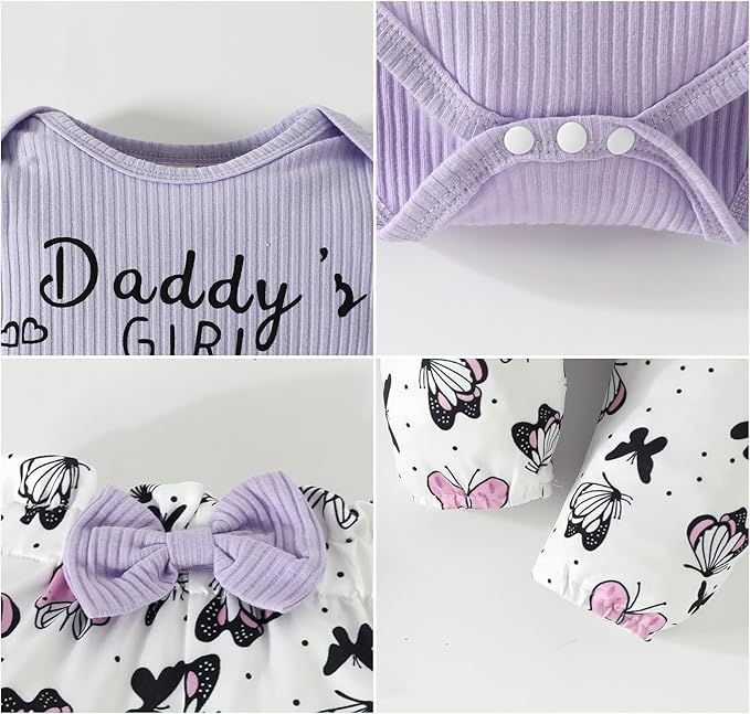 AMAWMW Newborn Baby Girl Clothes Infant Baby Ruffle Romper Pants Summer Outfits 4PCS Gifts Set Toddler Girls' Clothing